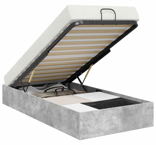 Otomanski krevet Betonsko Siva 90 x 200 cm Konstrukcijsko drvo - Siva / 90 x 200 cm