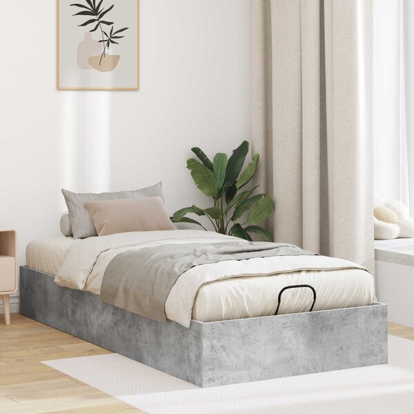 Otomanski krevet Betonsko Siva 90 x 200 cm Konstrukcijsko drvo - Siva / 90 x 200 cm