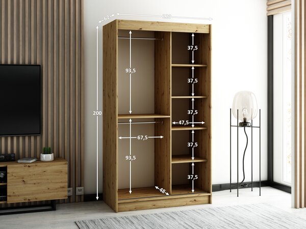 Zondo.hr Ormar za garderobu 120 cm Ladonna (crna mat). Akcija -19%. 1045675