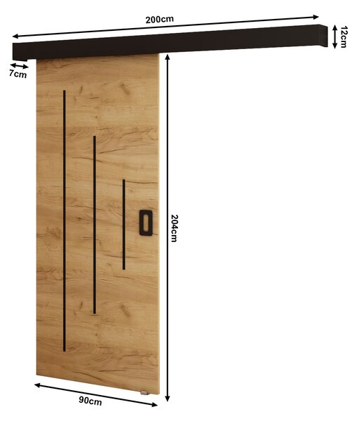 Zondo.hr Klizna vrata 90 cm Bethany Y (craft zlatni + crna mat). Akcija -22%. 1043501