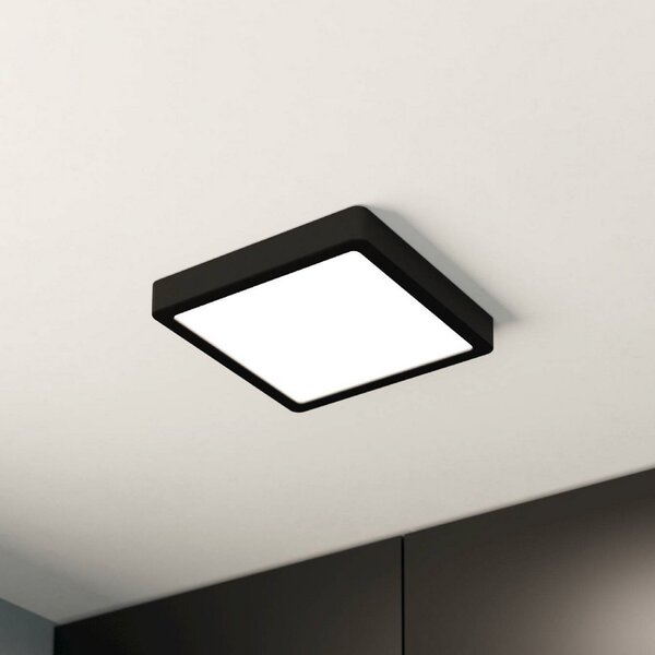 LED stropna svjetiljka Fueva 5 IP44 3000K crna 21x21cm