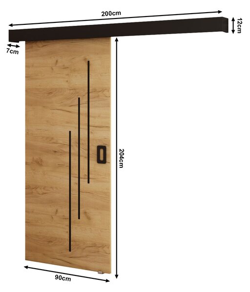 Klizna vrata 90 cm Bethany VI (craft zlatni + crna mat)