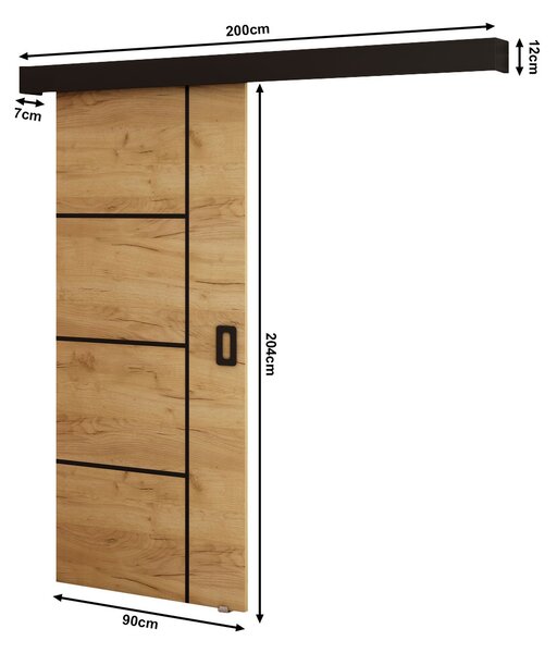 Klizna vrata 90 cm Bethany V (craft zlatni + crna mat)