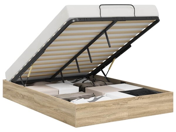 Otomanski krevet s pohranom Sonoma hrast 203 x 140 x 25 cm - Smeđa / 203 x 140 x 25 cm