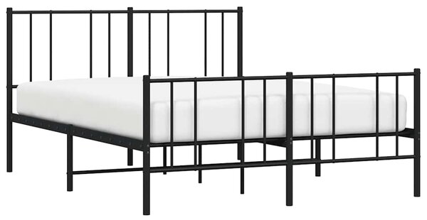 Metalni okvir kreveta uzglavlje i podnožje crni 160x200 cm - Crna / 160 x 200 cm