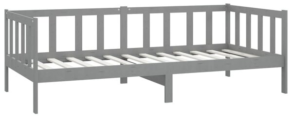 Dnevni ležaj s madracem 90 x 200 cm sivi od masivne borovine - Siva / Default