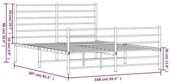 Metalni okvir kreveta uzglavlje i podnožje bijeli 160x200 cm - Bijela / 160 x 200 cm