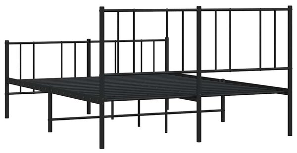 Metalni okvir kreveta uzglavlje i podnožje crni 160x200 cm - Crna / 160 x 200 cm