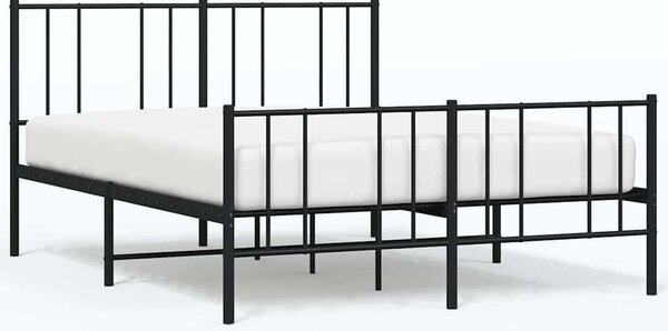 Metalni okvir kreveta uzglavlje i podnožje crni 160x200 cm - Crna / 160 x 200 cm