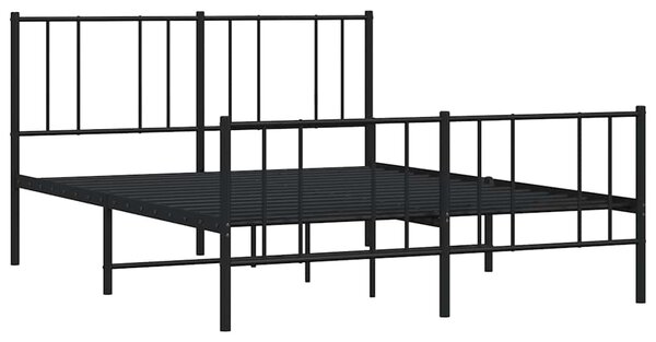 Metalni okvir kreveta uzglavlje i podnožje crni 160x200 cm - Crna / 160 x 200 cm