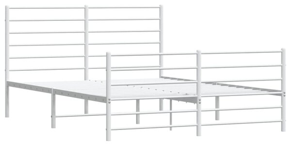 Metalni okvir kreveta uzglavlje i podnožje bijeli 160x200 cm - Bijela / 160 x 200 cm