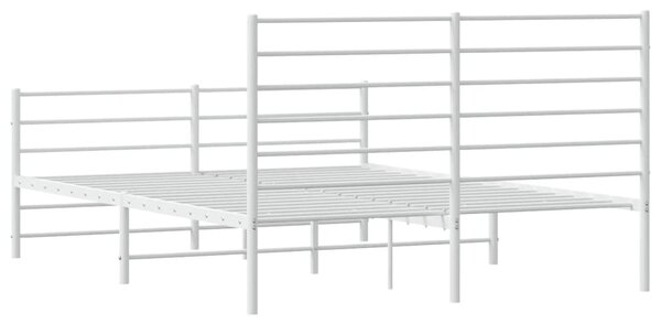 Metalni okvir kreveta uzglavlje i podnožje bijeli 160x200 cm - Bijela / 160 x 200 cm