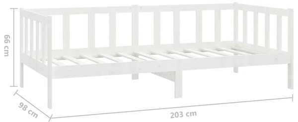 Dnevni ležaj s madracem 90 x 200 cm bijeli od masivne borovine - Bijela / Default