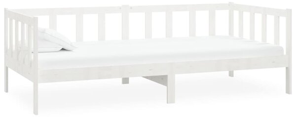Dnevni ležaj s madracem 90 x 200 cm bijeli od masivne borovine - Bijela / Default