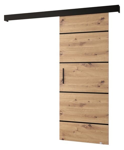 Klizna vrata 90 cm Sharlene IV (hrast artisan + crna mat + crna)