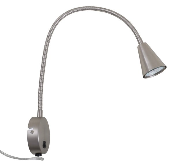 Briloner LED zidna svjetiljka Tusa, nikal, metal, 45 cm, fleksibilni krak, Sivo, spavaća soba, Metal