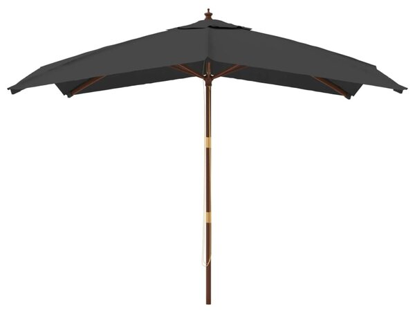 Vrtni suncobran s drvenim stupom antracit 300x300x273 cm - Antracitno siva / N/A