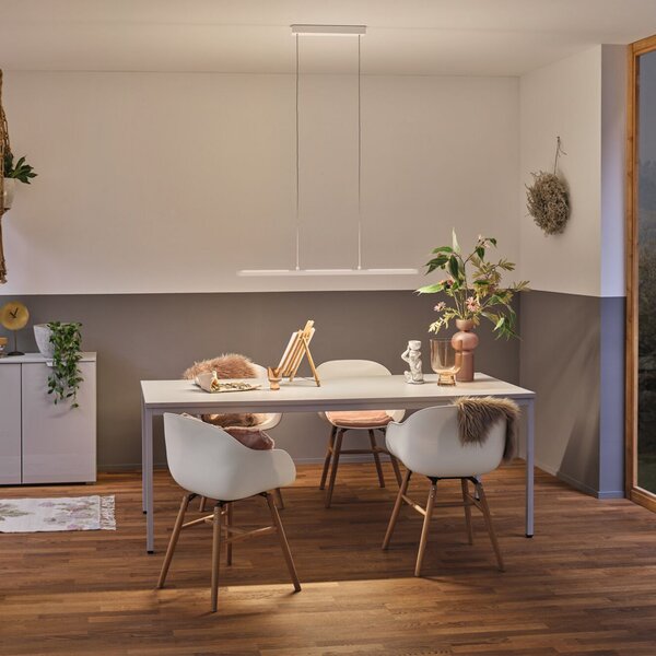 Paulmann Lento LED viseća svjetiljka, bijela, 100 cm, usmjeriva svjetla, prigušiva, Bijela, Dnevni boravak/blagovaonica, Aluminij