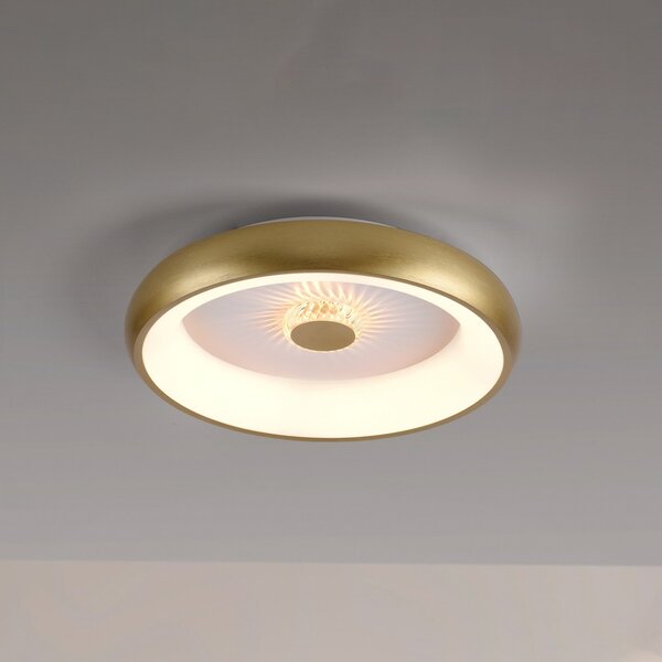 JUST LIGHT. GmbH Vertigo LED stropna svjetiljka, CCT, Ø 46,5 cm, mesing, prigušiva, Zlato / mjed, Dnevni boravak/blagovaonica, Metal
