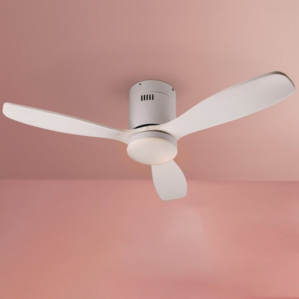 Schuller Valencia LED stropni ventilator Siroco Mini, DC, tihi, bijeli, CCT, prigušiva, Bijela, Dnevni boravak/blagovaonica, Drvo