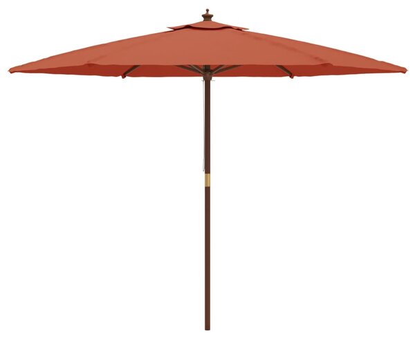 Vrtni suncobran s drvenim stupom terakota 299 x 240 cm - Smeđa / N/A