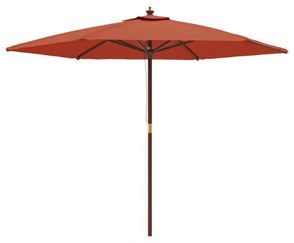 Vrtni suncobran s drvenim stupom terakota 299 x 240 cm - Smeđa / N/A