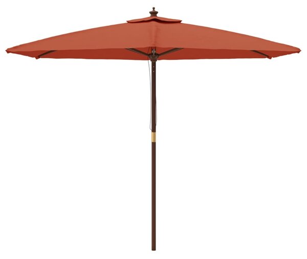 Vrtni suncobran s drvenim stupom terakota 299 x 240 cm - Smeđa / N/A
