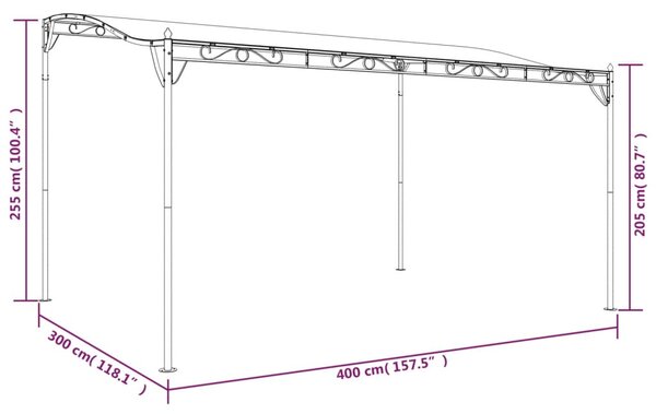 Nadstrešnica smeđesiva 4 x 3 m 180 g/m² od tkanine i čelika - Tupe / N/A