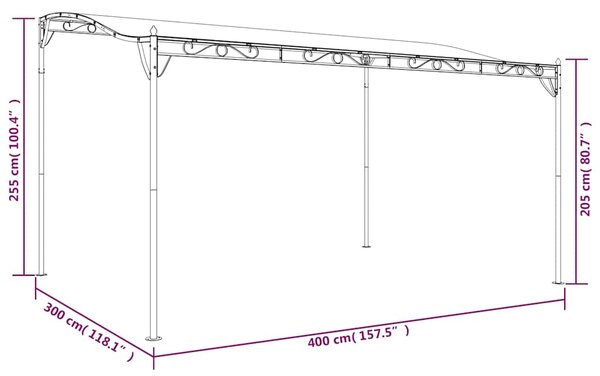 Nadstrešnica krem 4 x 3 m 180 g/m² od tkanine i čelika - Krema / N/A