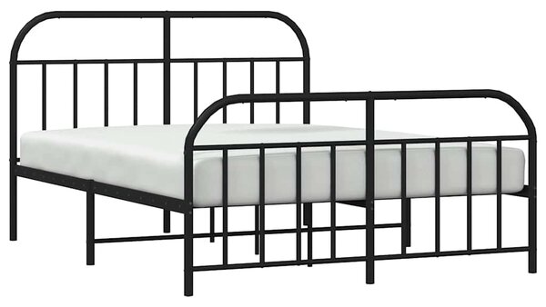 Metalni okvir krevet bez madraca s podnožjem crni 180x200 cm - Crna / 180 x 200 cm