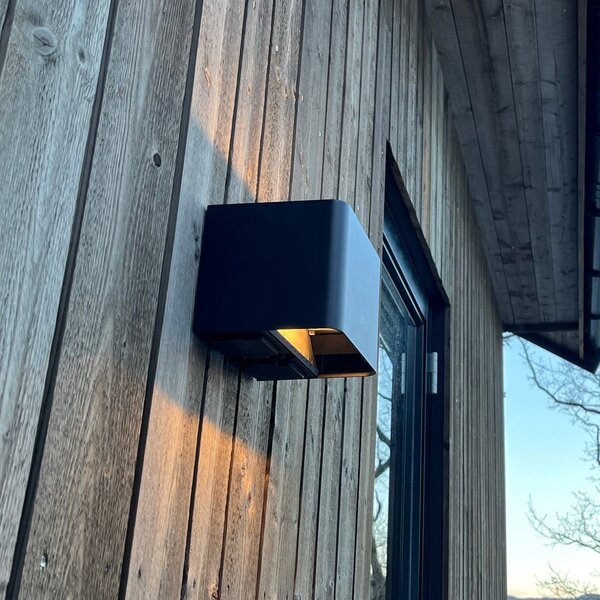 The Light Group SLC Shadow LED vanjska zidna svjetiljka gore/dolje, prigušiva, Crno, Metal, Zidni kvadrat