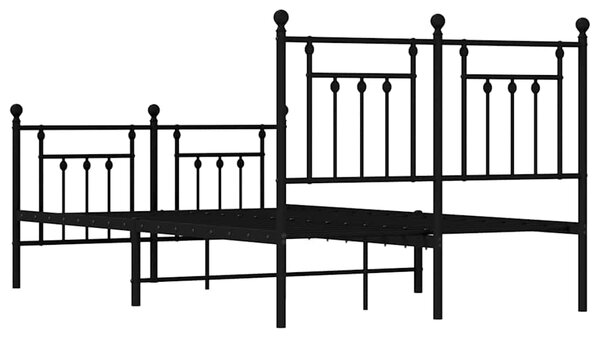 Metalni okvir kreveta uzglavlje i podnožje crni 120x200 cm - Crna / 120 x 200 cm