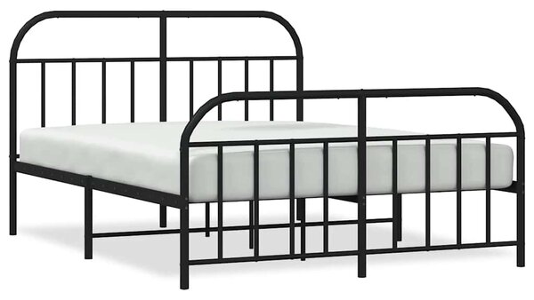 Metalni okvir krevet bez madraca s podnožjem crni 180x200 cm - Crna / 180 x 200 cm