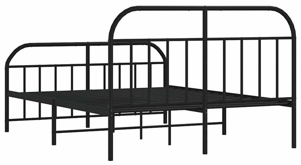 Metalni okvir krevet bez madraca s podnožjem crni 180x200 cm - Crna / 180 x 200 cm