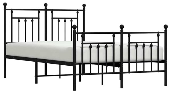 Metalni okvir kreveta uzglavlje i podnožje crni 120x200 cm - Crna / 120 x 200 cm