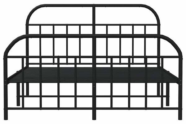 Metalni okvir krevet bez madraca s podnožjem crni 180x200 cm - Crna / 180 x 200 cm