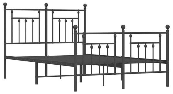 Metalni okvir kreveta uzglavlje i podnožje crni 120x200 cm - Crna / 120 x 200 cm