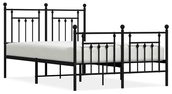 Metalni okvir kreveta uzglavlje i podnožje crni 120x200 cm - Crna / 120 x 200 cm