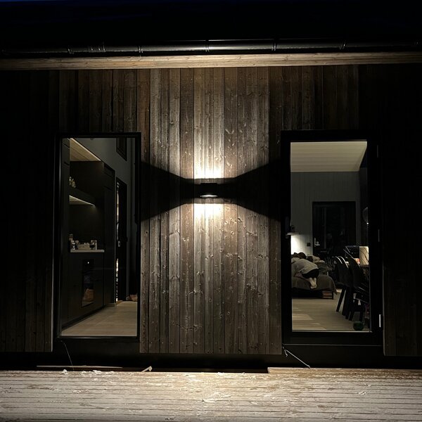 The Light Group SLC Shadow LED vanjska zidna svjetiljka gore/dolje, prigušiva, Crno, Metal, Zidni kvadrat