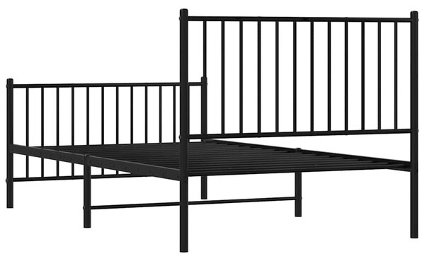 Metalni okvir kreveta uzglavlje i podnožje crni 100x190 cm - Crna / 100 x 190 cm