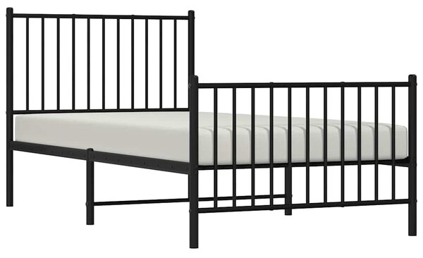 Metalni okvir kreveta uzglavlje i podnožje crni 90x190 cm - Crna / 90 x 190 cm