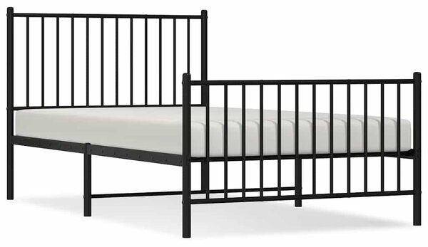 Metalni okvir kreveta uzglavlje i podnožje crni 100x190 cm - Crna / 100 x 190 cm