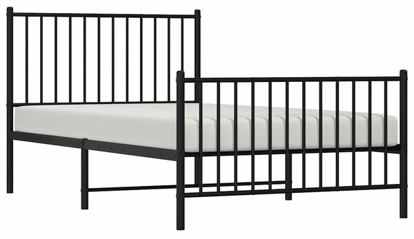 Metalni okvir kreveta uzglavlje i podnožje crni 100x190 cm - Crna / 100 x 190 cm
