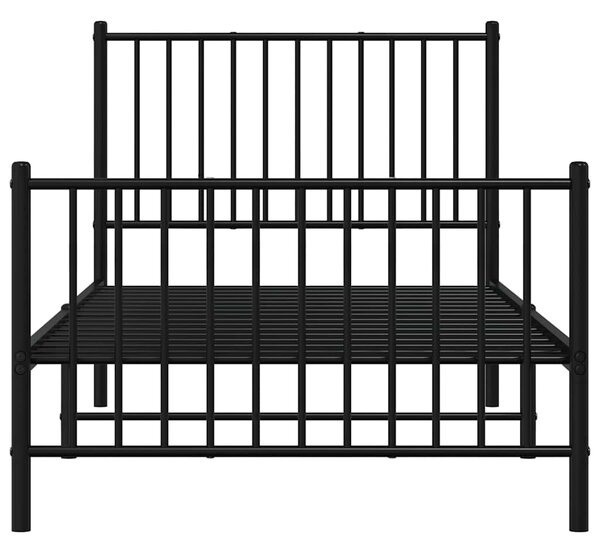 Metalni okvir kreveta uzglavlje i podnožje crni 90x190 cm - Crna / 90 x 190 cm