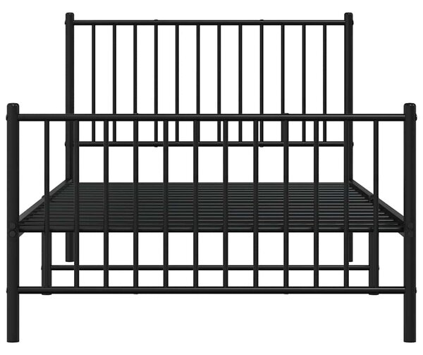 Metalni okvir kreveta uzglavlje i podnožje crni 100x190 cm - Crna / 100 x 190 cm
