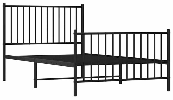 Metalni okvir kreveta uzglavlje i podnožje crni 100x190 cm - Crna / 100 x 190 cm