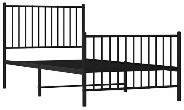 Metalni okvir kreveta uzglavlje i podnožje crni 90x190 cm - Crna / 90 x 190 cm