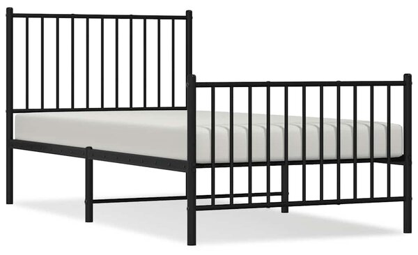 Metalni okvir kreveta uzglavlje i podnožje crni 90x190 cm - Crna / 90 x 190 cm