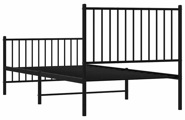 Metalni okvir kreveta uzglavlje i podnožje crni 90x190 cm - Crna / 90 x 190 cm