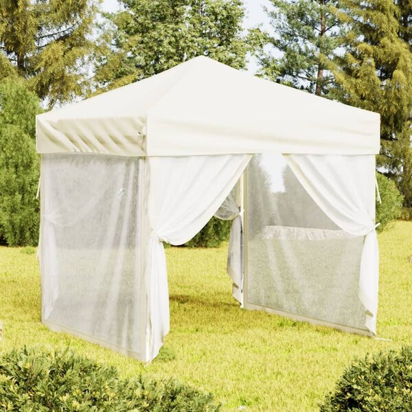VidaXL Sklopivi šator za zabave s bočnim zidovima 2 x 2 m krem